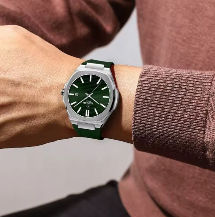 Reward Men’s Quartz Sports Watch, Waterproof, Silicone Strap